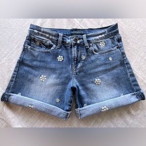 Lucky Brand Denim Roll Up Floral Embroidered Shorts